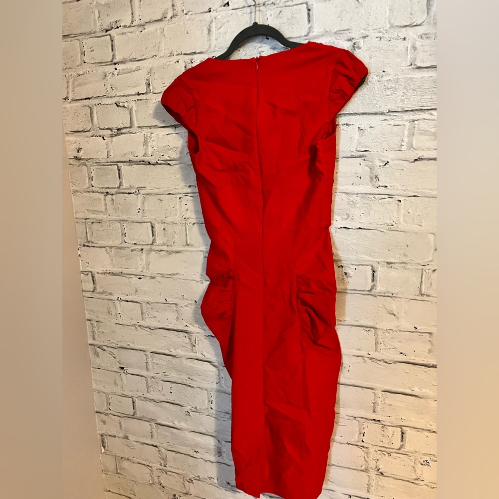 Red fitted flattering dress